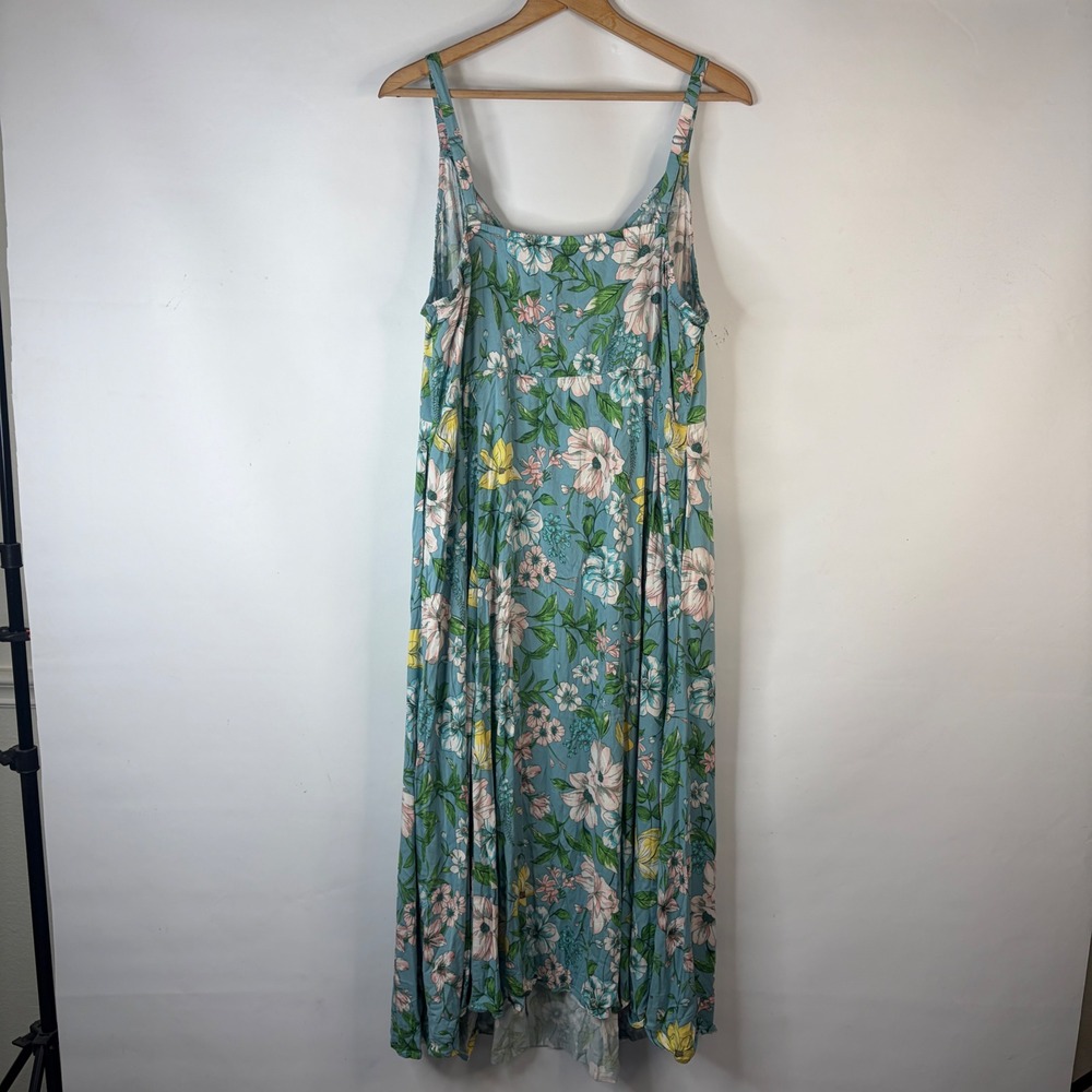 Torrid Maxi Dress Women 3 Blue Floral Pockets Adjustable Straps V-Neck Sun Dress - Picture 10 of 11